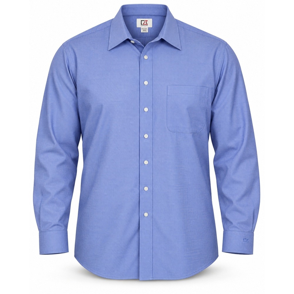 Cutter & Buck Men 2XT Blue Micro Pattern Button Down Shirt Big & Tall Cotton